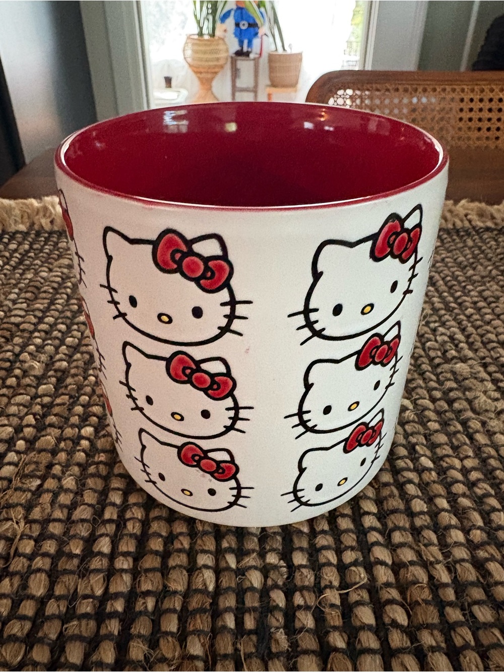 Blue Sky White & Red Hello Kitty Ceramic Planter